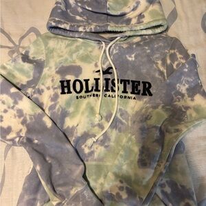 Hollister Blue and Green Tie-Dye Hoodie